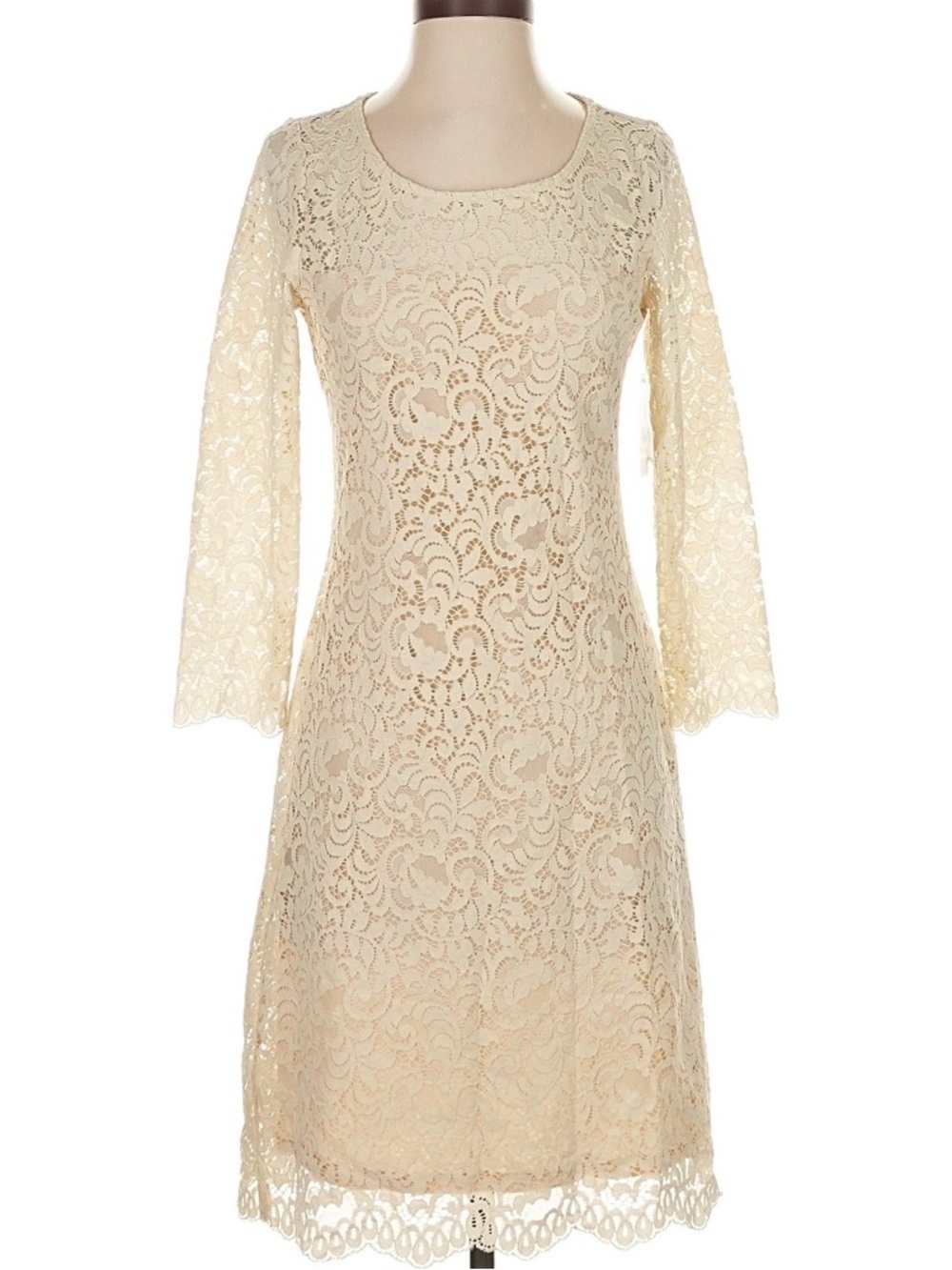 NWT Karen Kane cream stretch lace dress